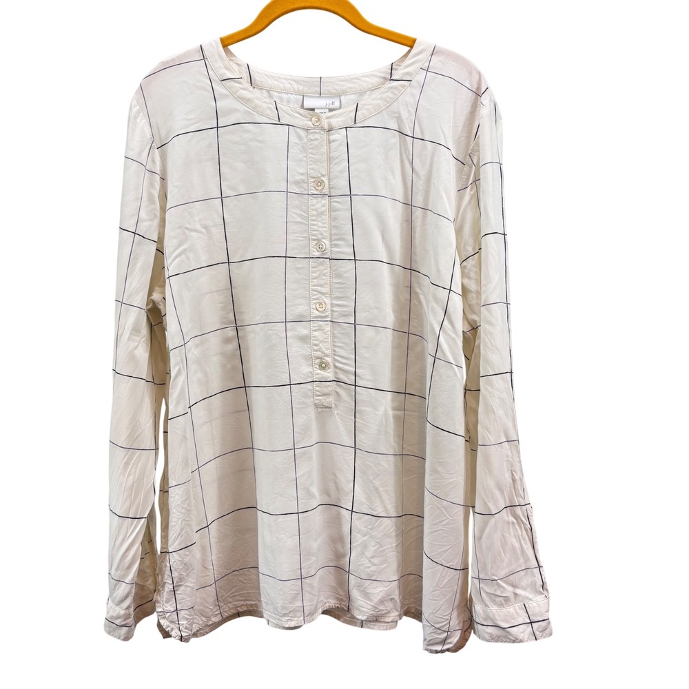 J. Jill Cream Plaid Blouse